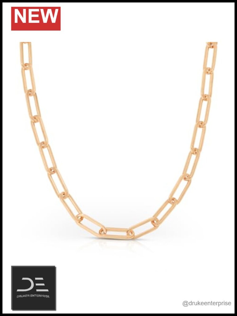 18K Gold Plated Paperclip Chain Necklace, Dainty Lobster Clasp, 22 Inch